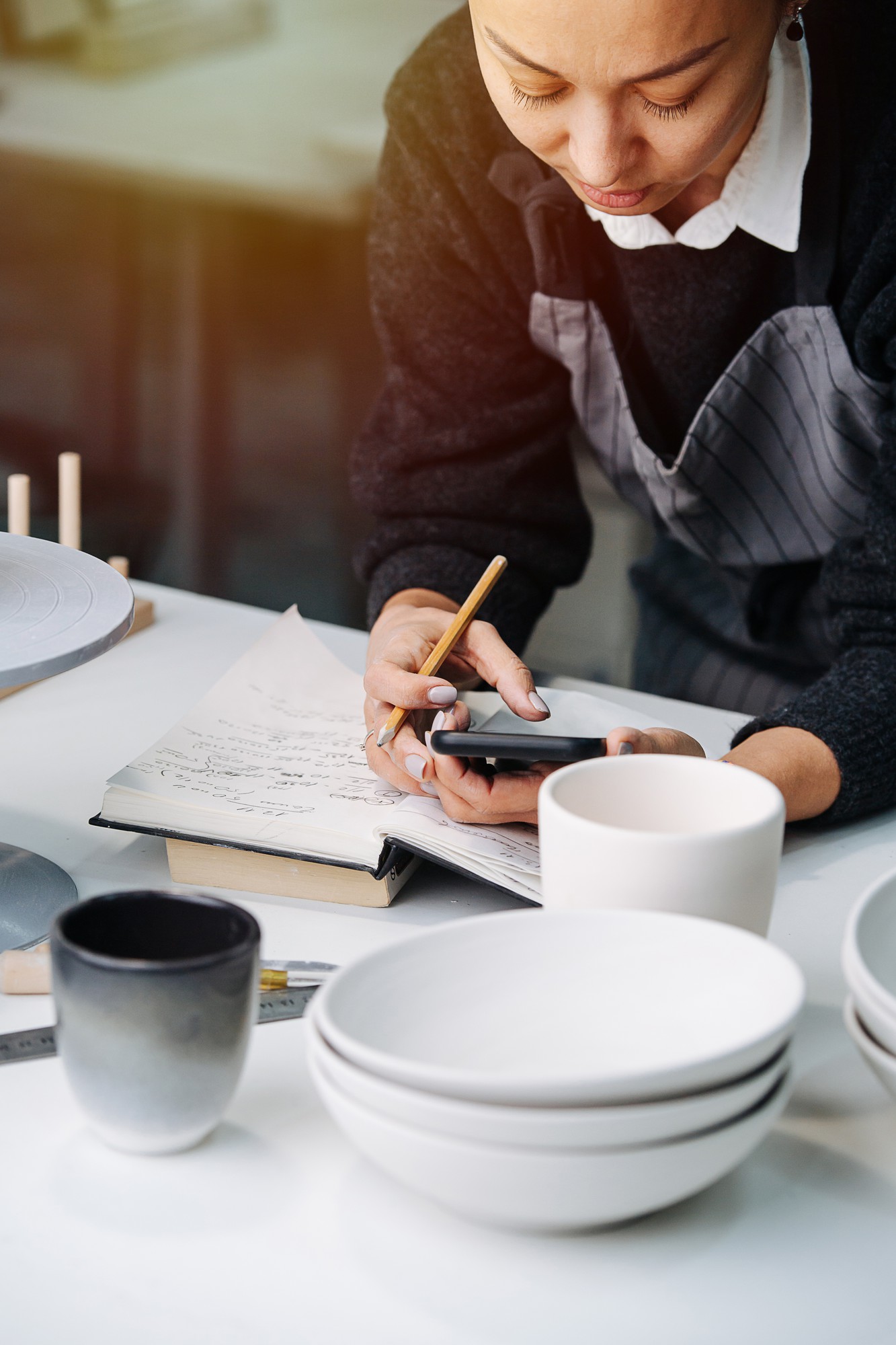 Consultation planning on table with notes